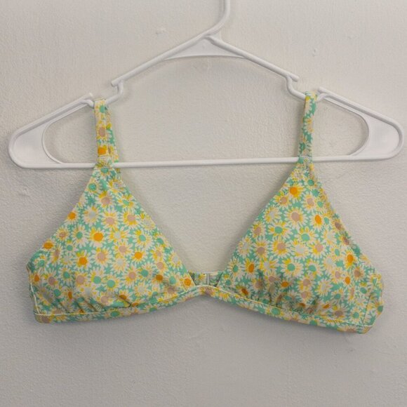 Aerie Other - Aerie Real Good Floral Triangle Bikini Top Size Large Light Blue Yellow